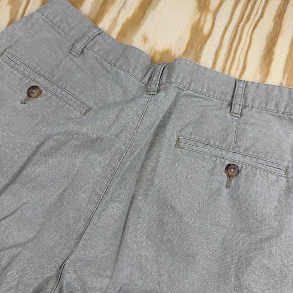Cambridge Classics Mens 32 Tan Linen Blend Pleated Cuffed Shorts old money